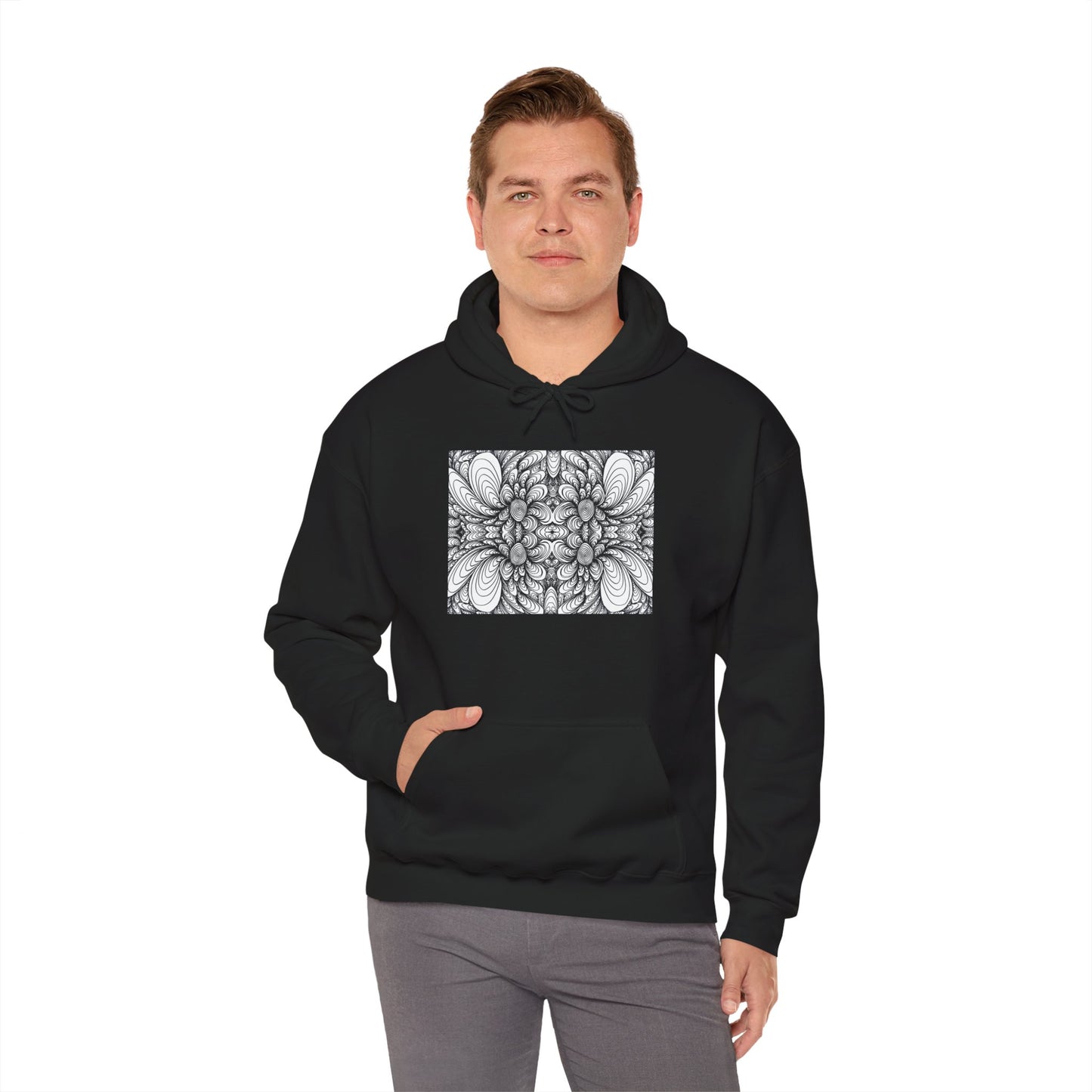 Unisex Heavy Blend™ Original Minimalist Healing Line Art Hooded Sweatshirt - Blooms