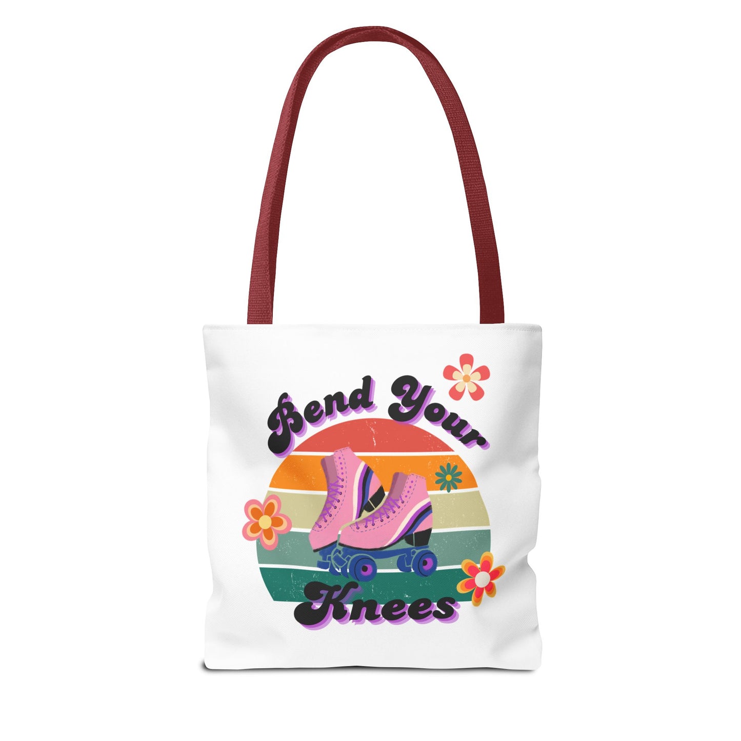 Unisex Retro Vibes Bend Your Knees Skate Day Tote Bag - White