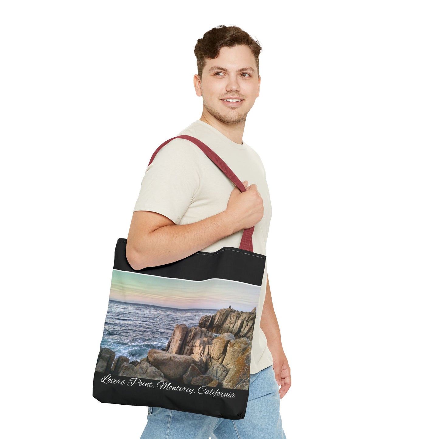 Unisex Travel Tote Bag Monterey California Scenic View Lovers Point Bay Area Keepsake Tote Bag Ocean View Nature Inspired Travel Gift Idea