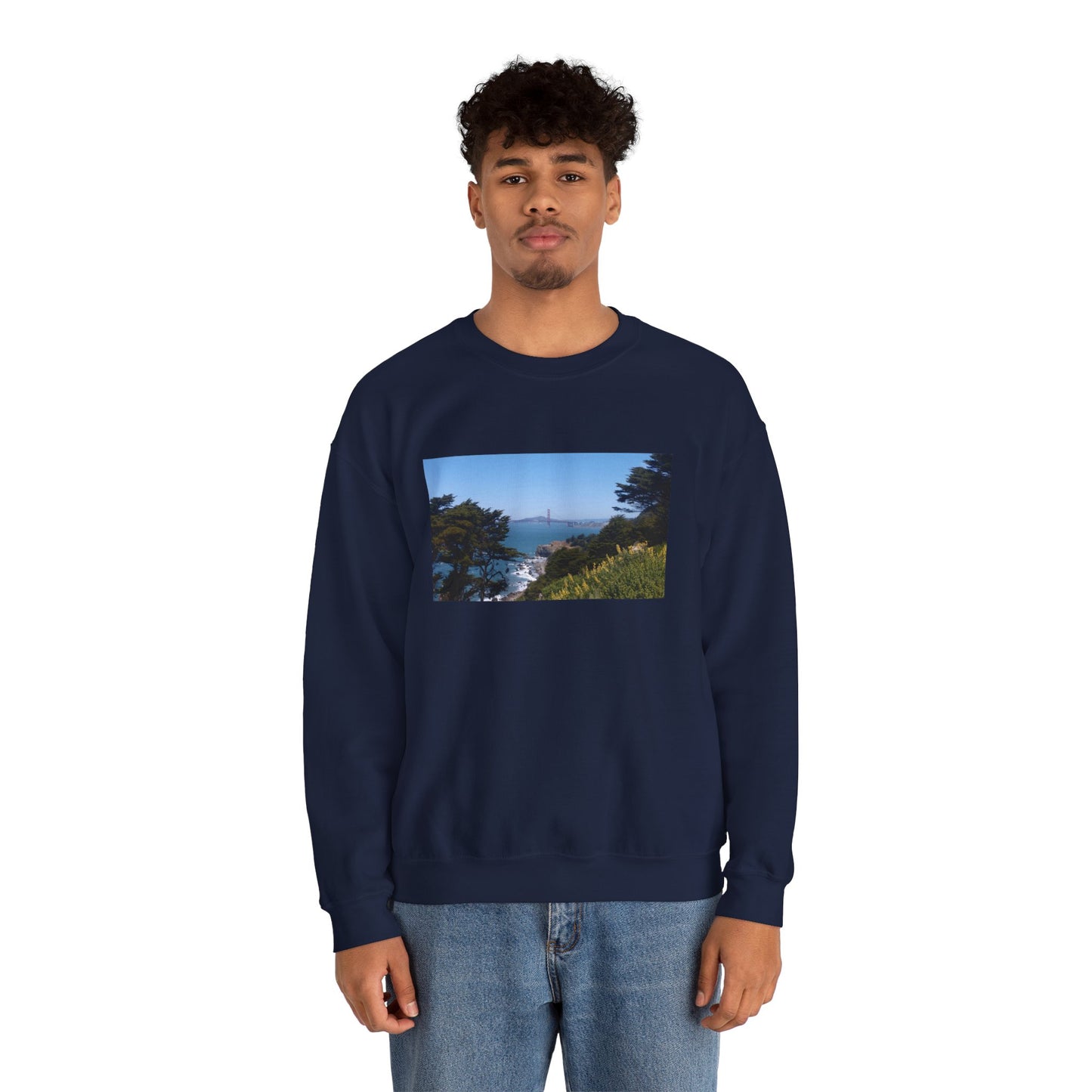 Unisex Travel Sweater, Scenic Lookout, El Camino Del Mar, San Francisco, California, Golden Gate Bridge, Vista, Ocean Views, Beautiful Blue