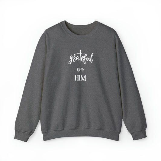 Unisex GraTeful for HIM Sweatshirt with Discreet Cross, Carry Blessings