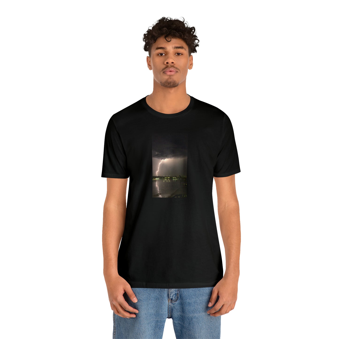 Unisex Lightning Bolt T-Shirt Rough Photo Print Caught Outisde