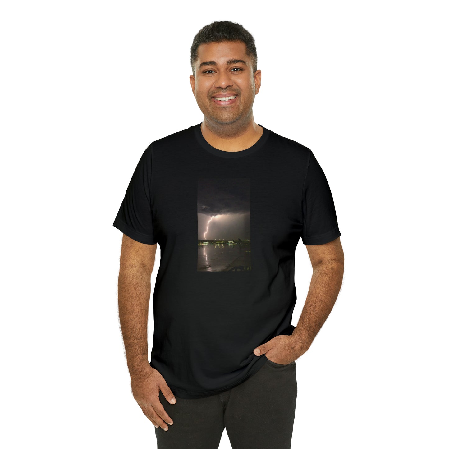 Unisex Lightning Bolt T-Shirt Rough Photo Print Caught Outisde