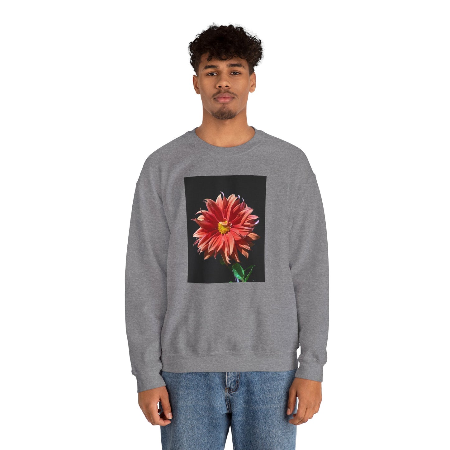 Unisex Heavy Blend™ Crewneck Dahlia Flower Sweatshirt