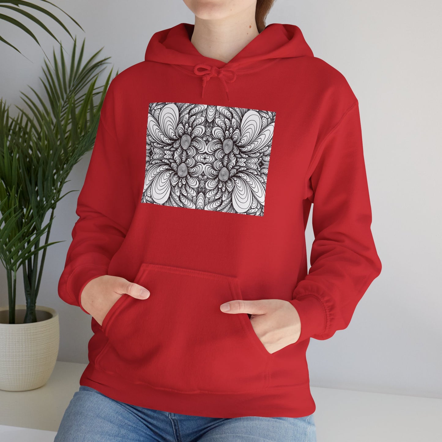 Unisex Heavy Blend™ Original Minimalist Healing Line Art Hooded Sweatshirt - Blooms