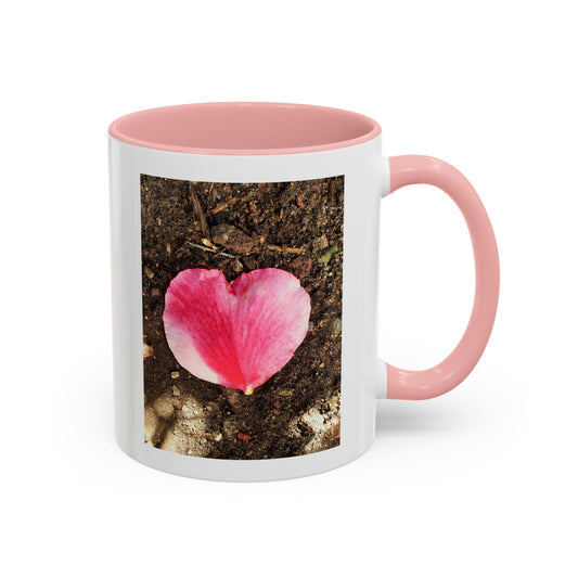 11oz. Garden Themed Double Delight Heart Shaped Rose Petal Coffee Mug