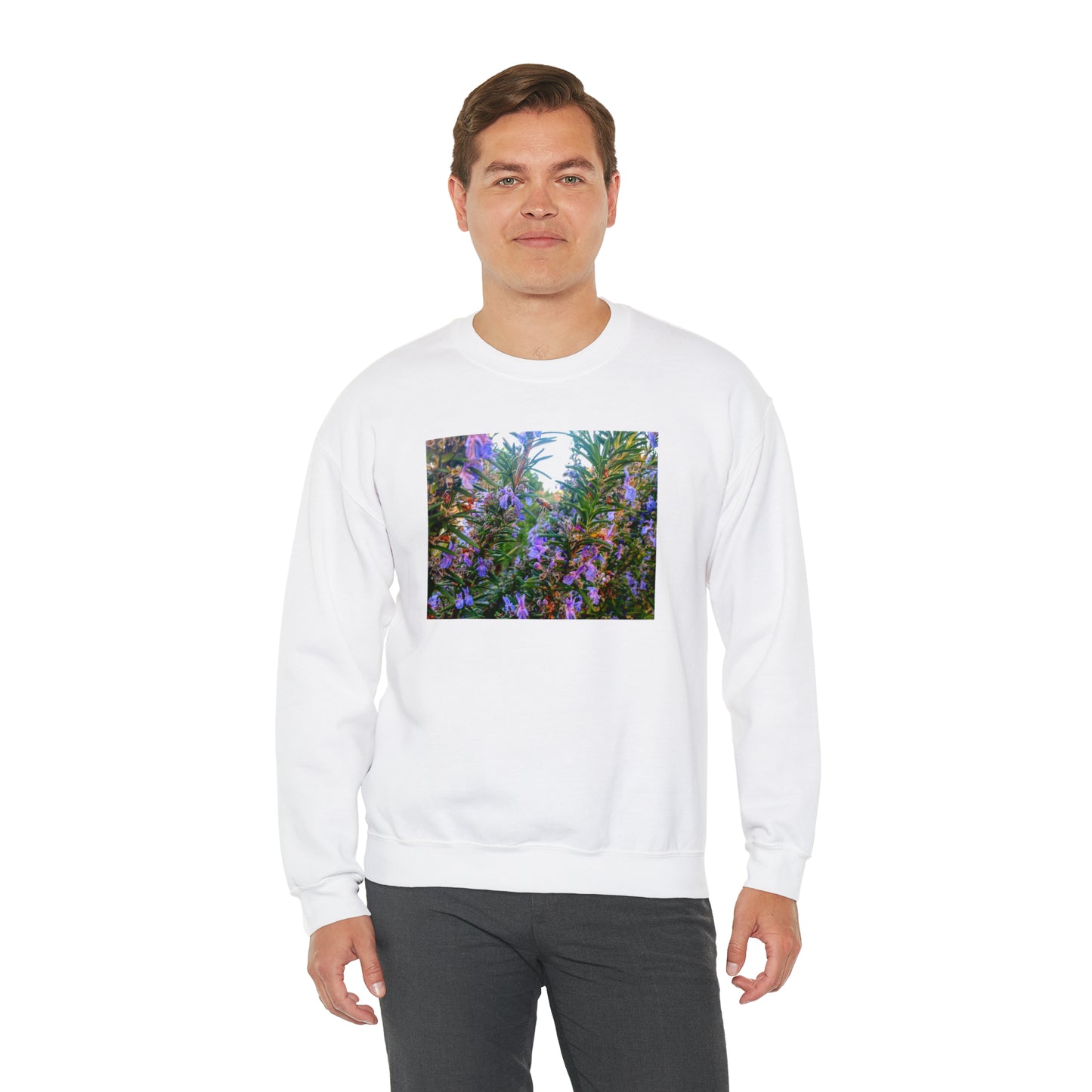 Unisex Heavy Blend™ Crewneck Rosemary Bee Pollinator Sweatshirt