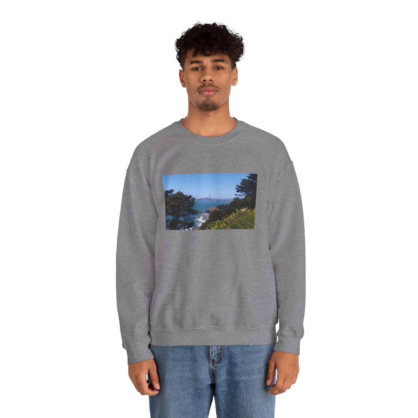 Unisex Travel Sweater, Scenic Lookout, El Camino Del Mar, San Francisco, California, Golden Gate Bridge, Vista, Ocean Views, Beautiful Blue