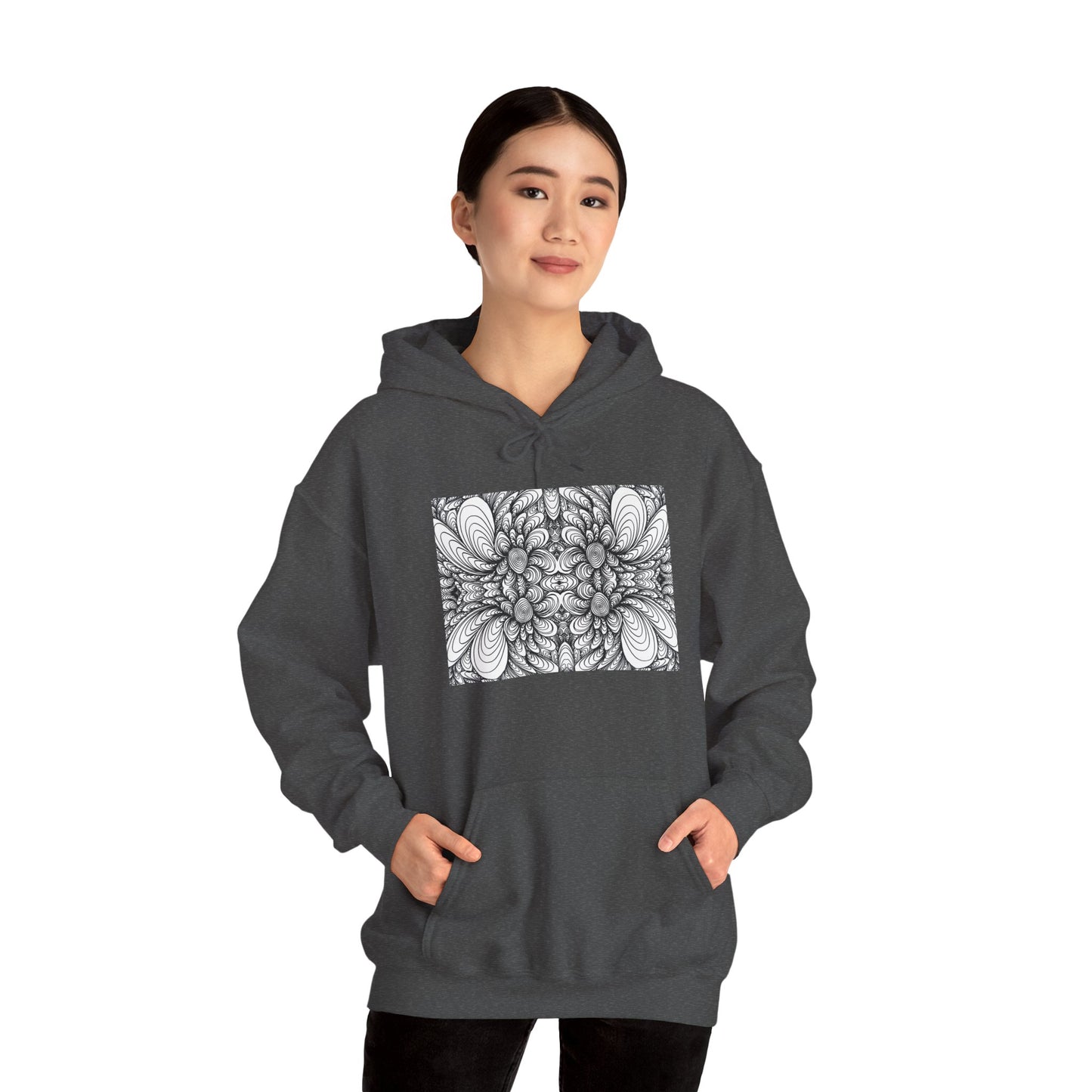 Unisex Heavy Blend™ Original Minimalist Healing Line Art Hooded Sweatshirt - Blooms
