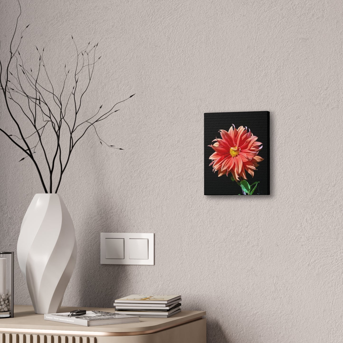 Canvas Gallery Wrap - Dahlia Flower at Night
