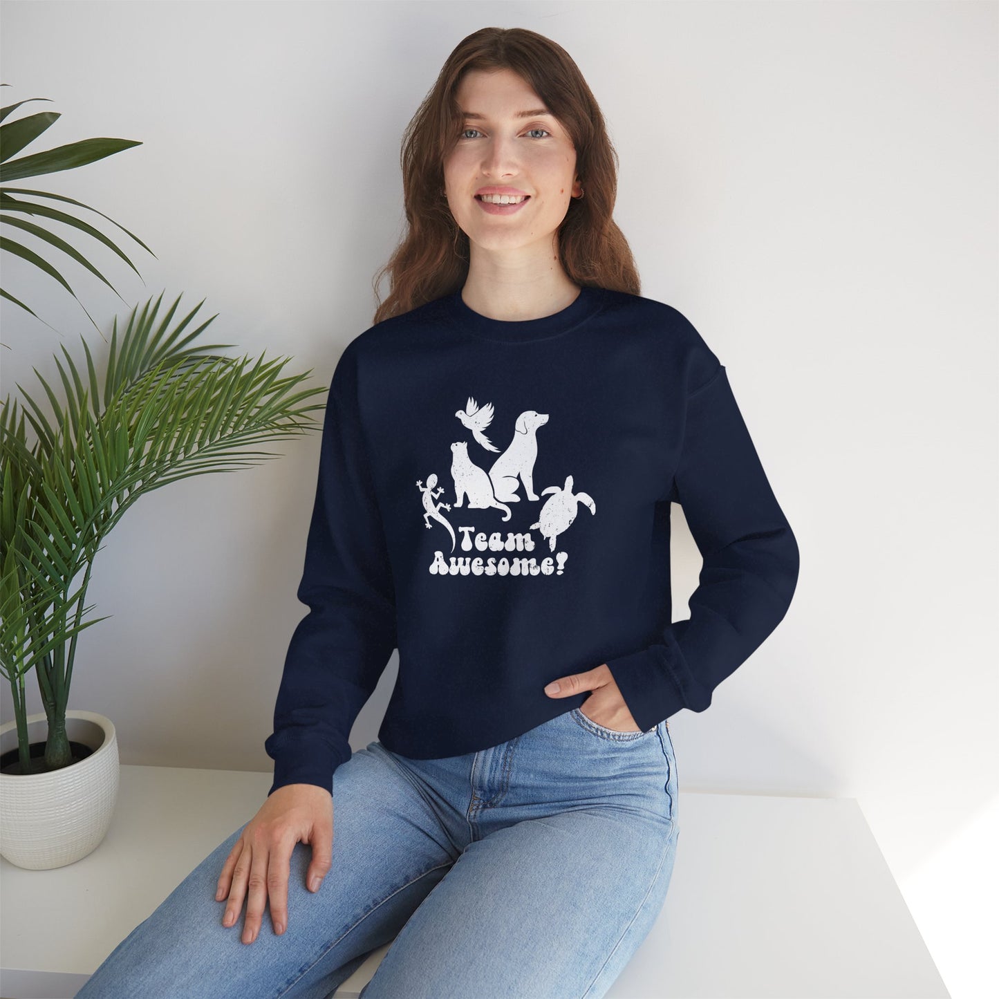Unisex Animal Lover Lizard Cat Bird Dog Turtle Team Awesome Sweatshirt