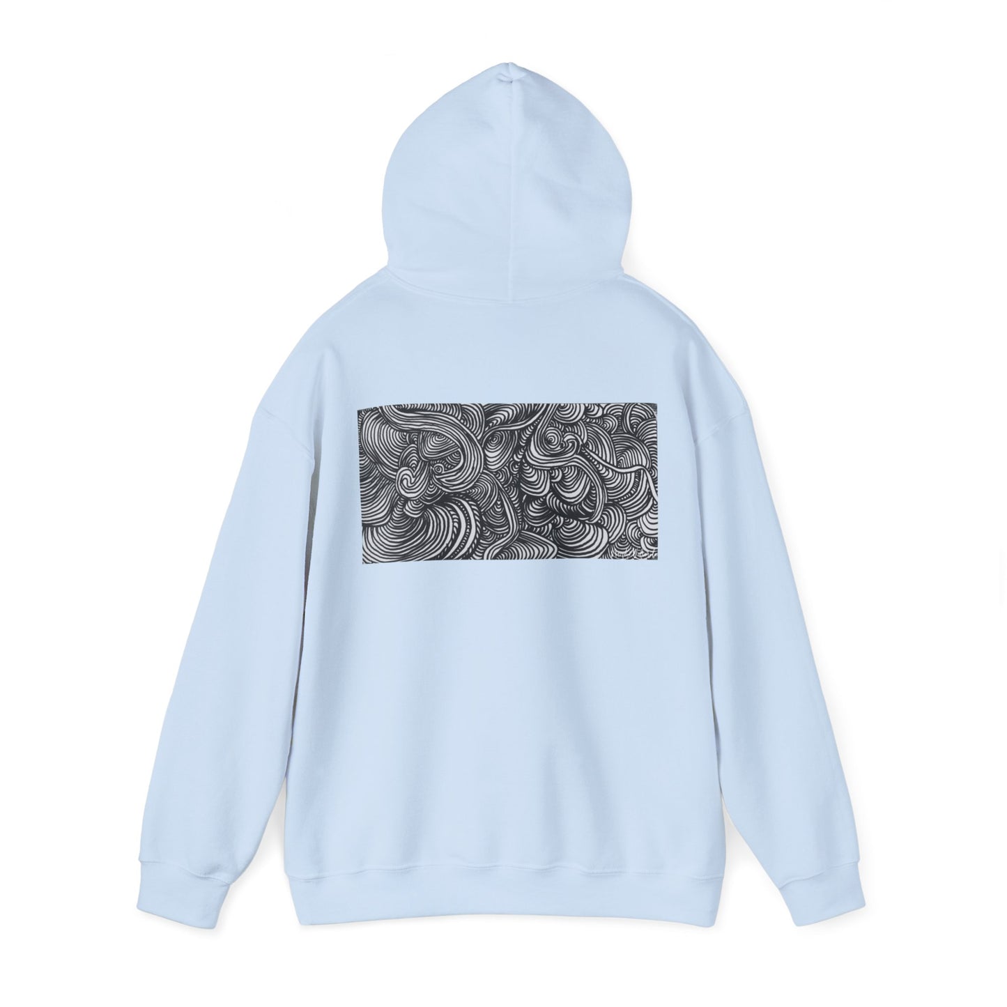 Unisex Heavy Blend™ Original Minimalist Line Art Midsize Print Hooded Sweatshirt - Liquid