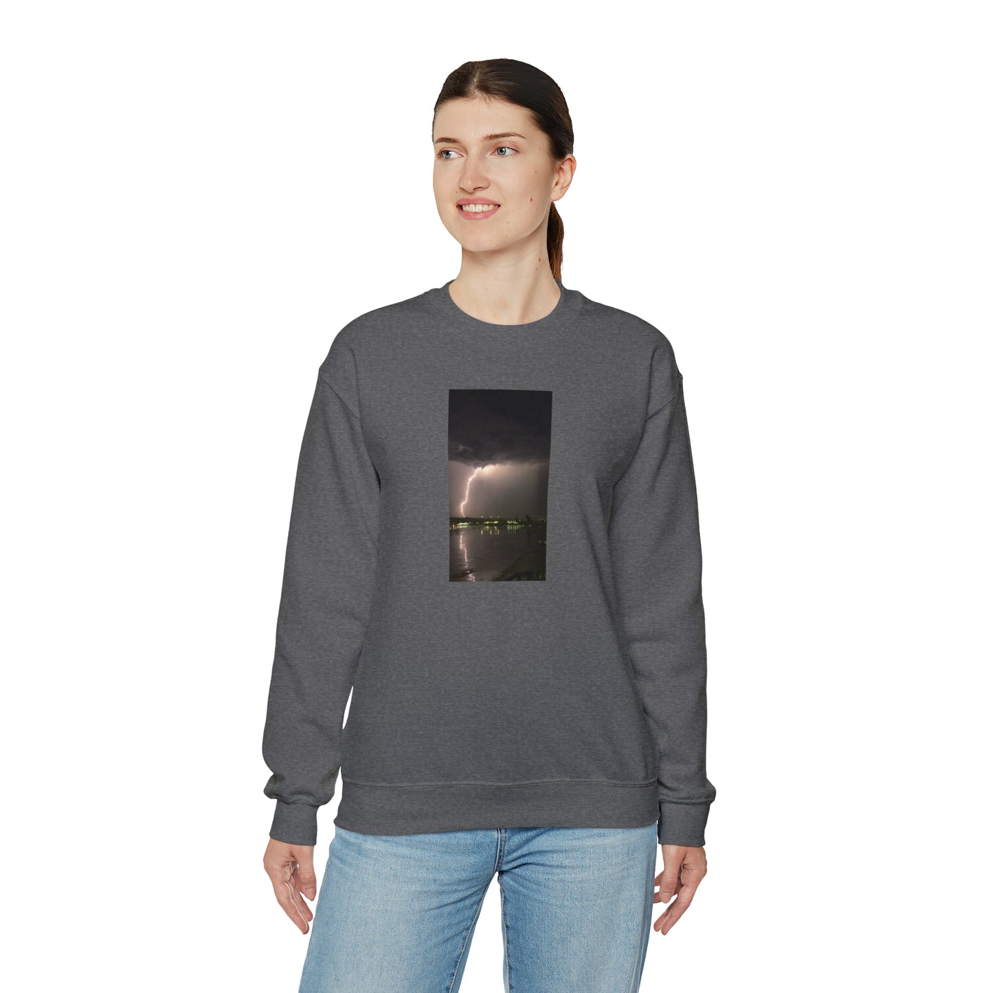 Unisex Lightning Bolt Sweatshirt Print, Caught Outside in The Rain