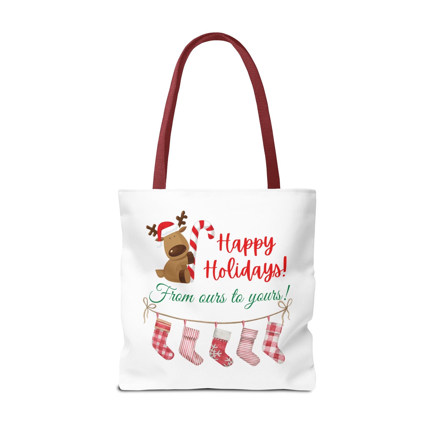 Unisex Happy Holidays From Ours To Yours Christmas Stockings and Dog Tote Bag