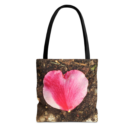 Unisex Garden Themed Double Delight Heart Shaped Rose Petal Tote Bag