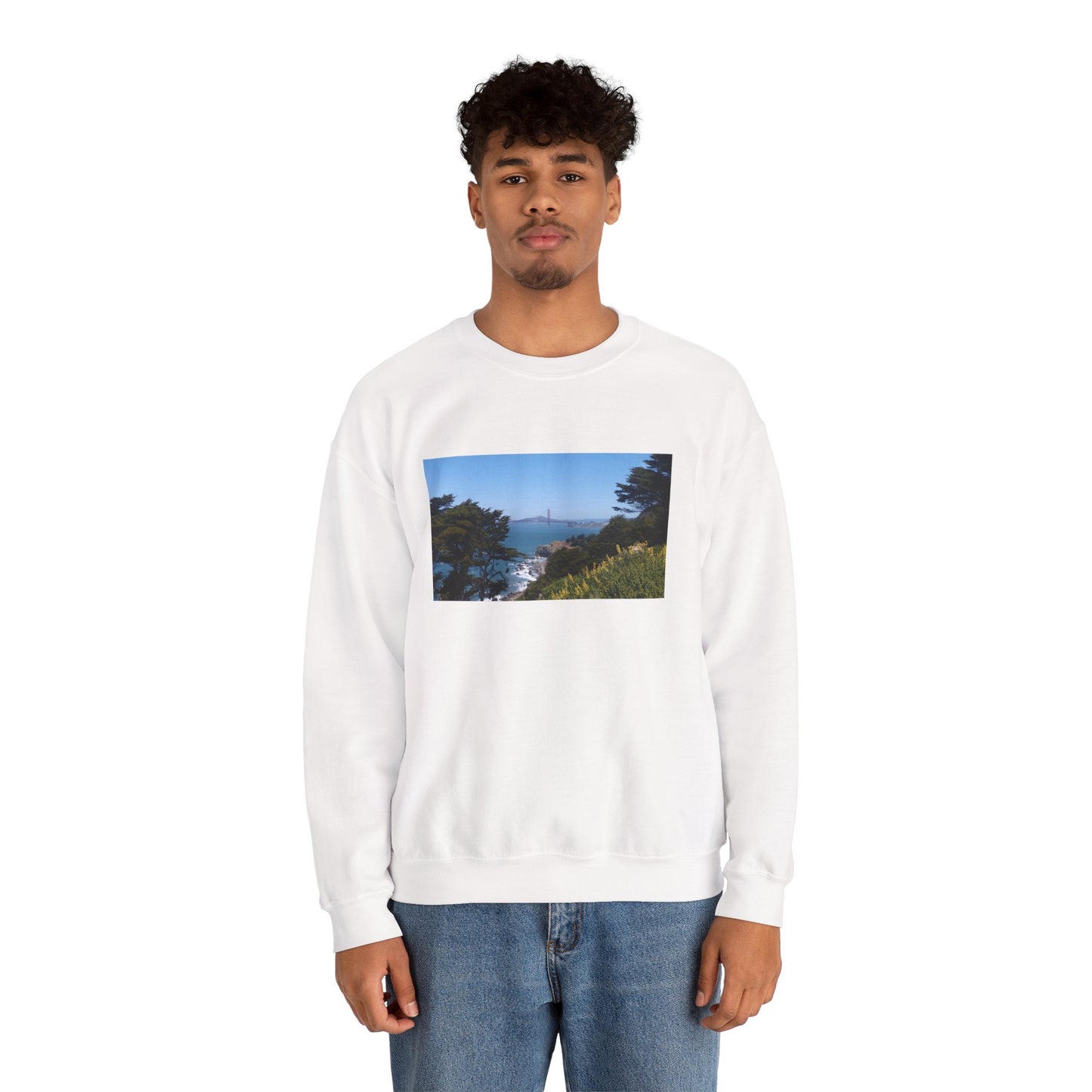 Unisex Travel Sweater, Scenic Lookout, El Camino Del Mar, San Francisco, California, Golden Gate Bridge, Vista, Ocean Views, Beautiful Blue