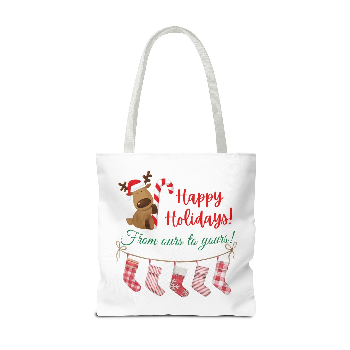 Unisex Happy Holidays From Ours To Yours Christmas Stockings and Dog Tote Bag