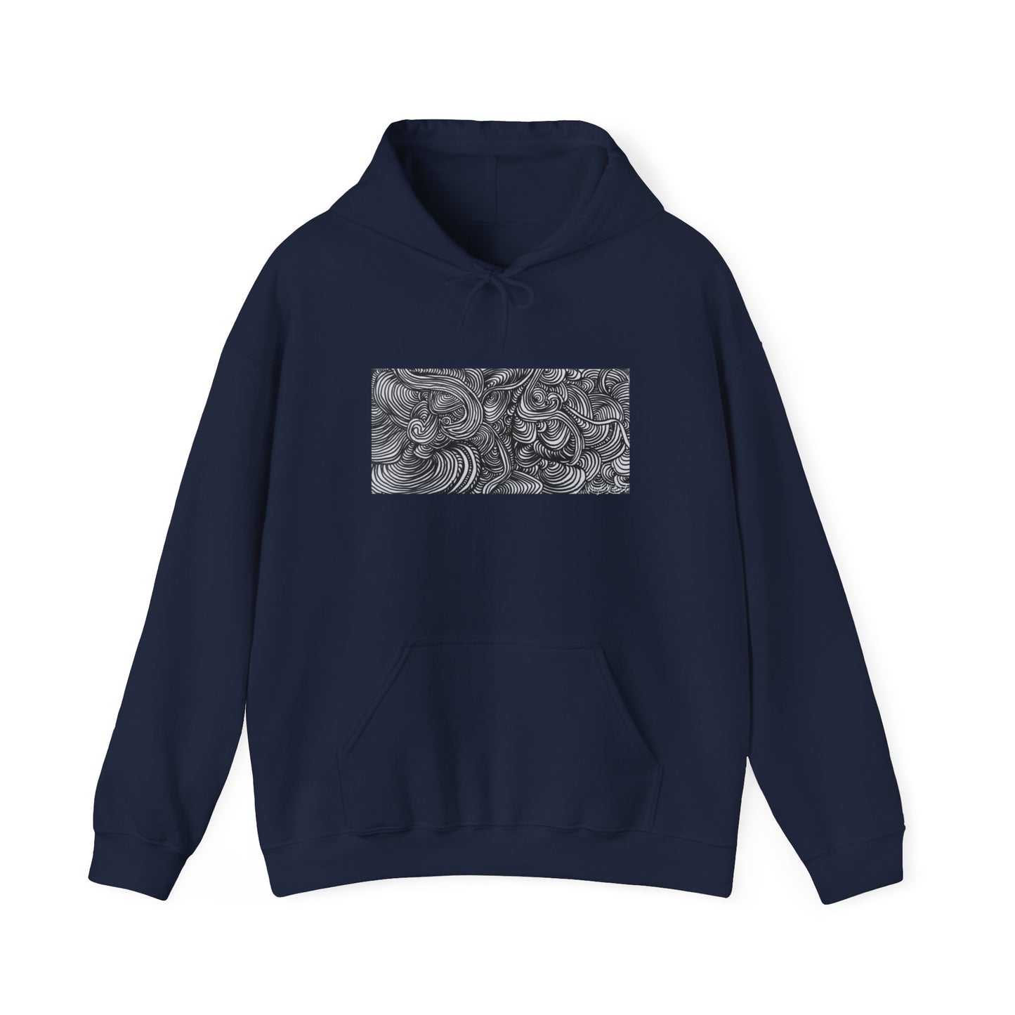 Unisex Heavy Blend™ Original Minimalist Line Art Midsize Print Hooded Sweatshirt - Liquid