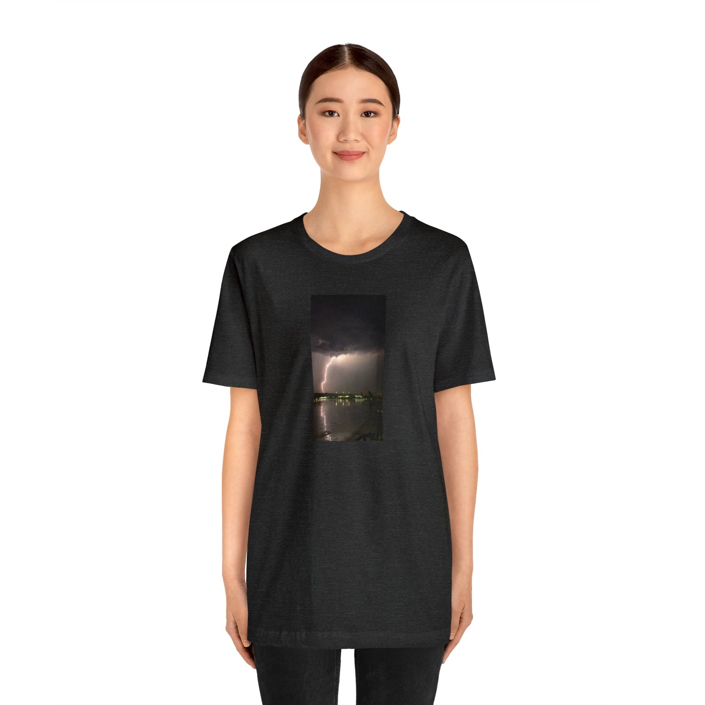 Unisex Lightning Bolt T-Shirt Rough Photo Print Caught Outisde