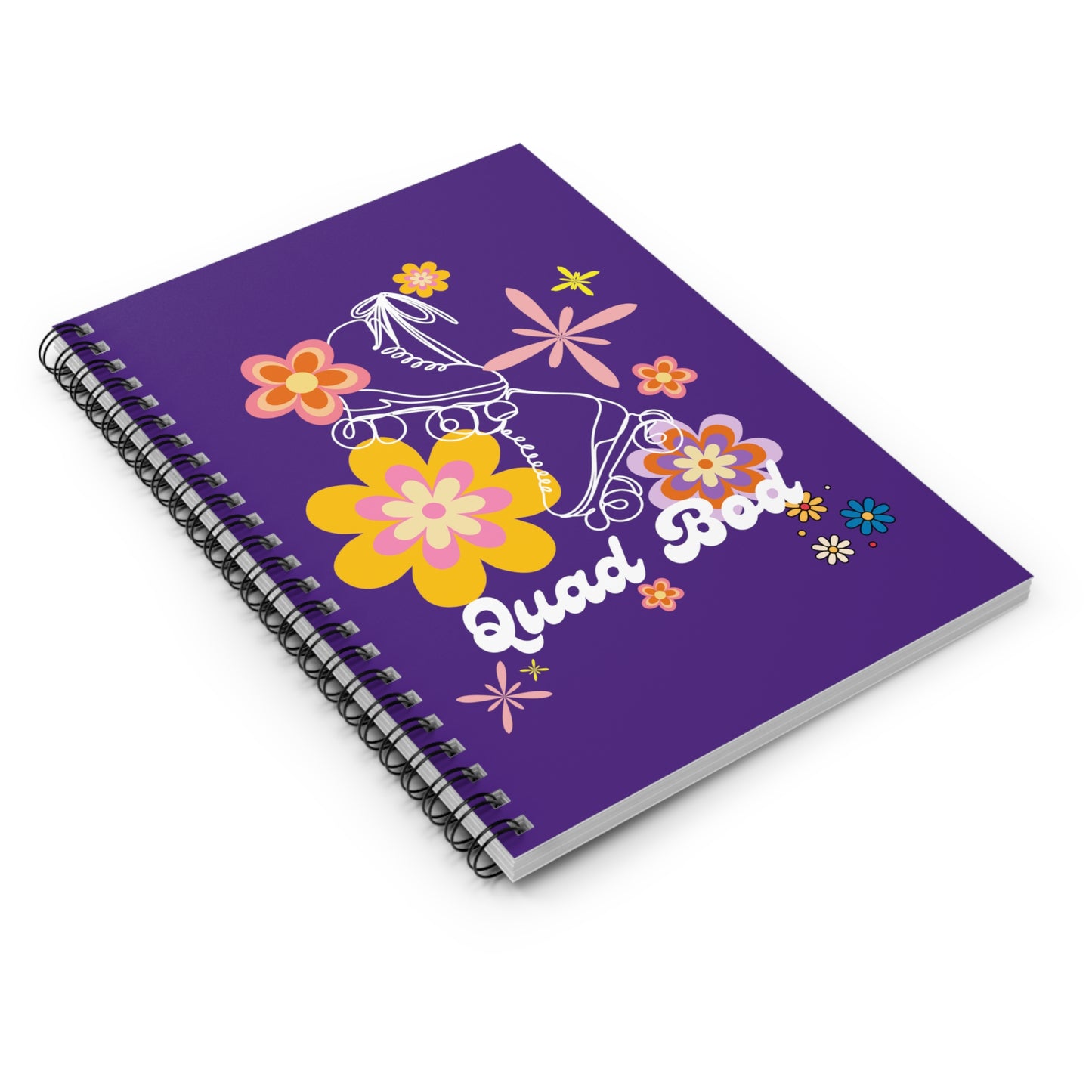 Spiral Notebook - Ruled Line, Purple Quad Bod Retro Vibes Rollerskate Theme, EDC 118 pages