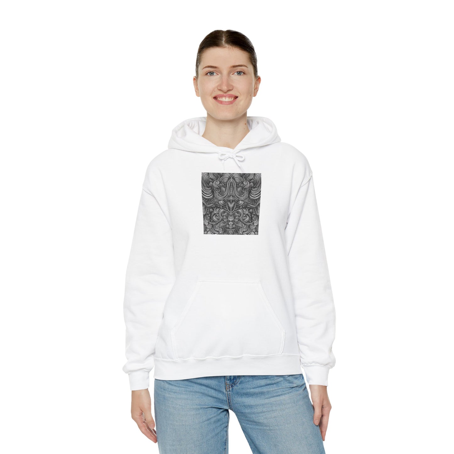 Unisex Heavy Blend™ Original Minimalist Line Art Full Size Hooded Sweatshirt - Liquid