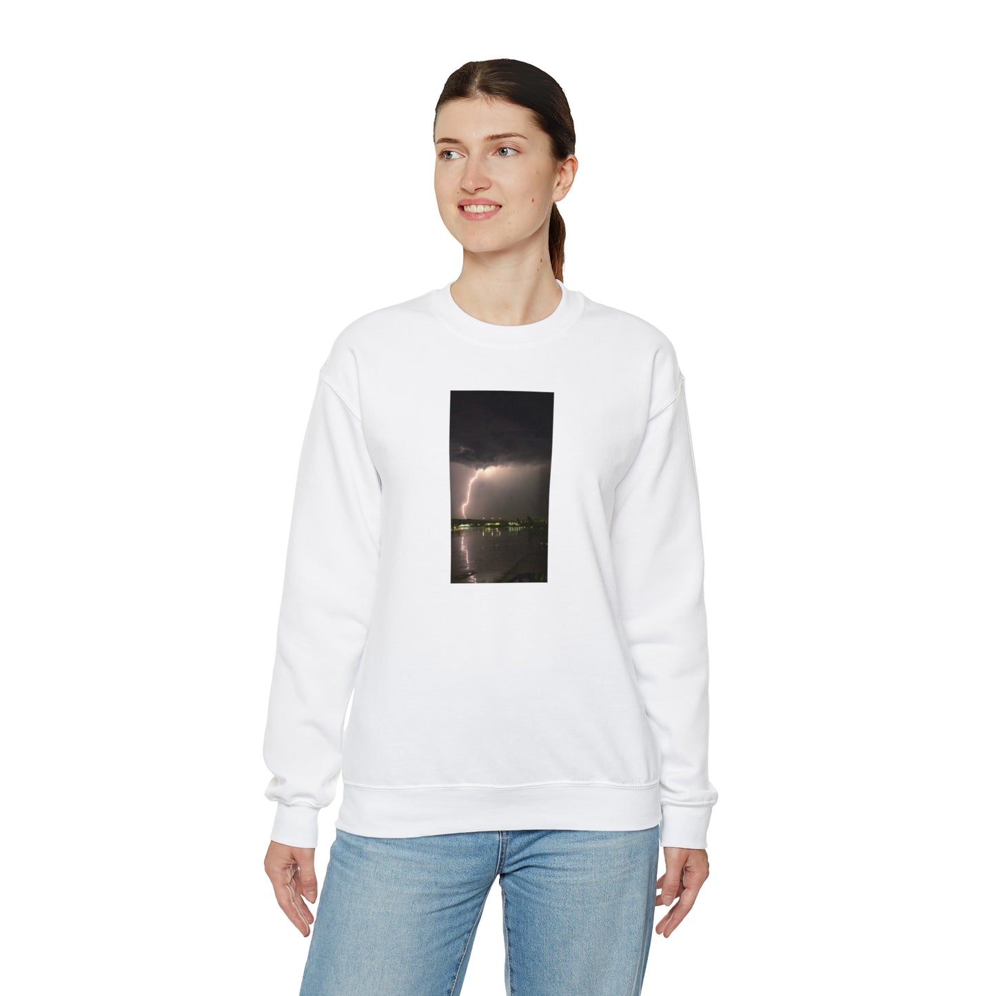 Unisex Lightning Bolt Sweatshirt Print, Caught Outside in The Rain