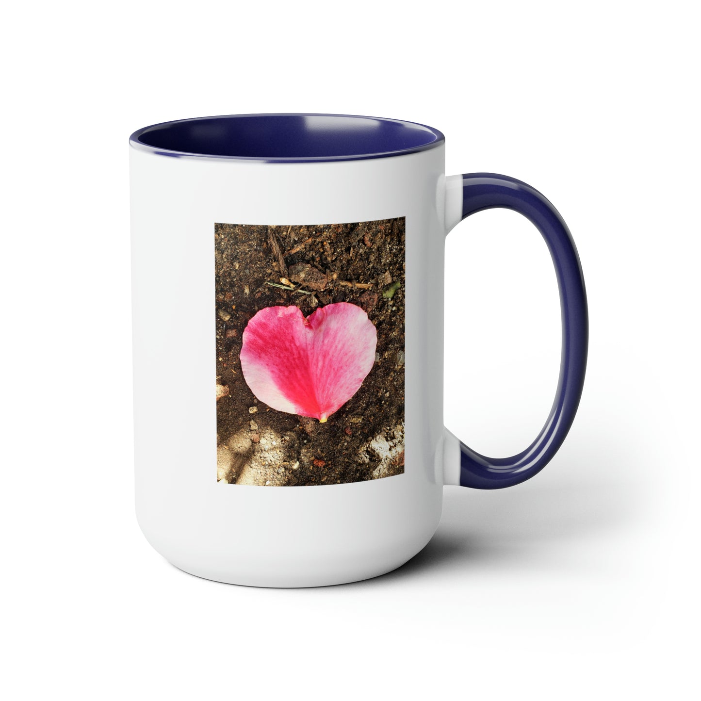 15oz Garden Themed Double Delight Heart Shaped Rose Petal Coffee Mug