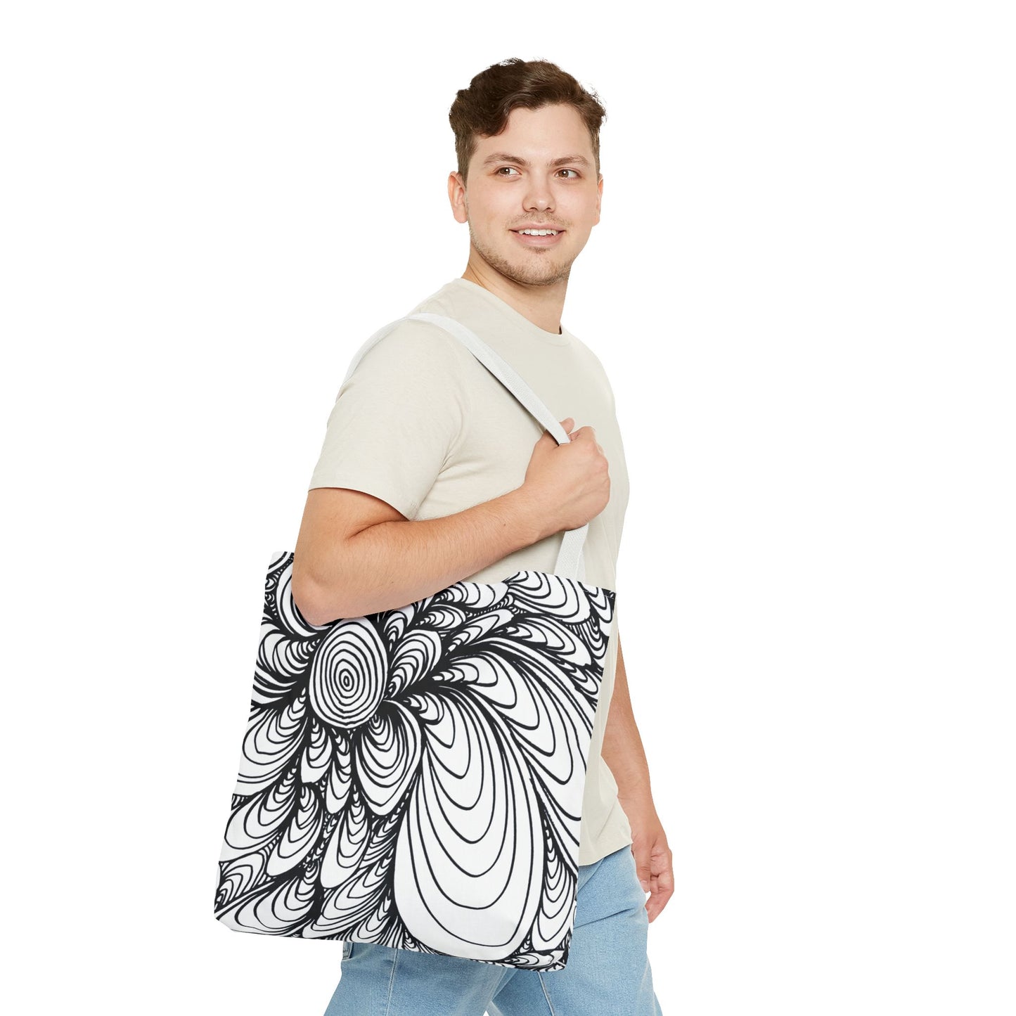 Unisex Original Doodle Art All Over Print Tote Bag - Apricots Noir
