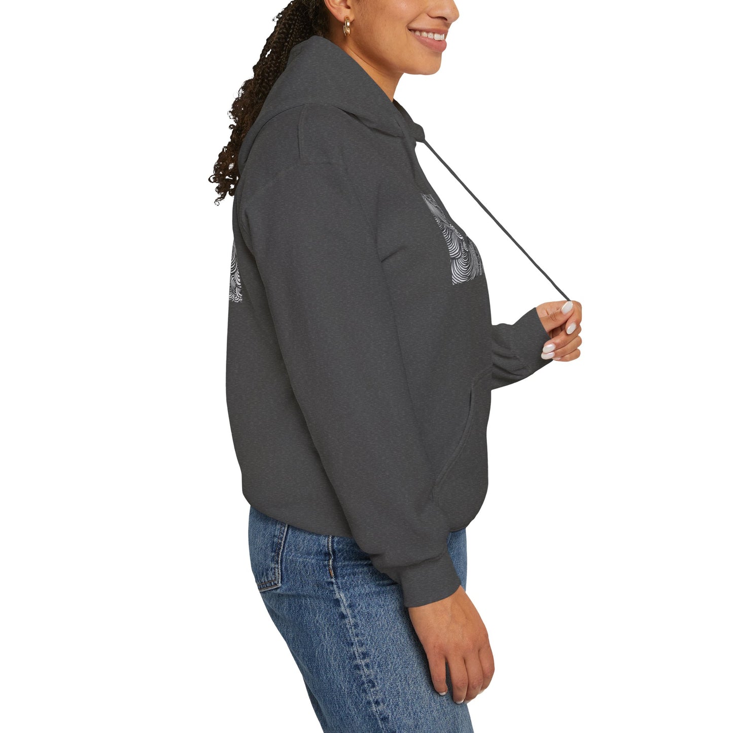 Unisex Heavy Blend™ Original Minimalist Line Art Midsize Print Hooded Sweatshirt - Liquid