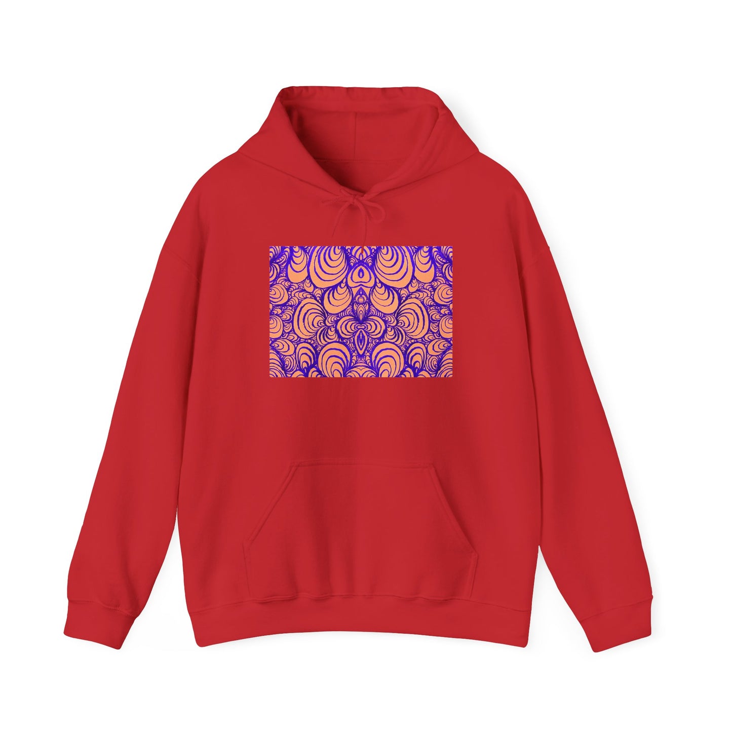 Unisex Heavy Blend™ Original Minimalist Line Art Hooded Sweatshirt - Puzzle Panels 1 Color Pop Run