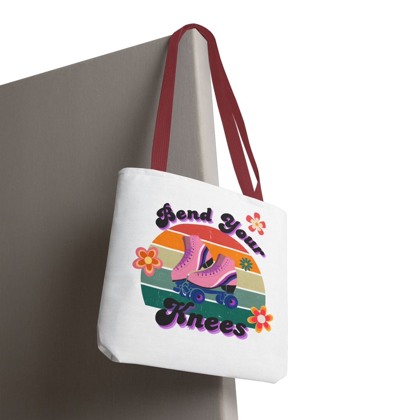 Unisex Retro Vibes Bend Your Knees Skate Day Tote Bag - White