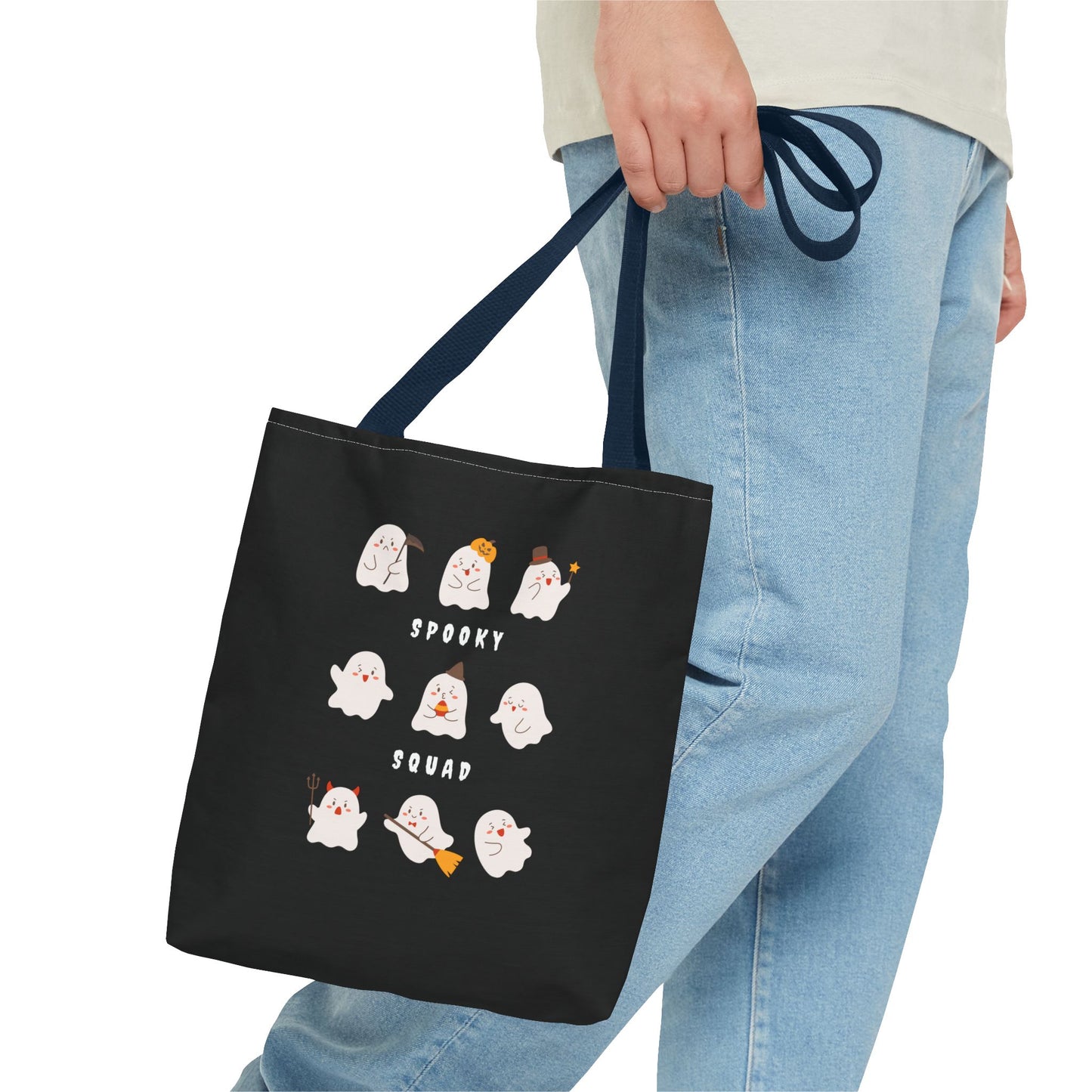 Cute Ghost Halloween Spooky Season Tote Trick or Treating Candy Bag Reusable Halloween Themed Lunch Tote