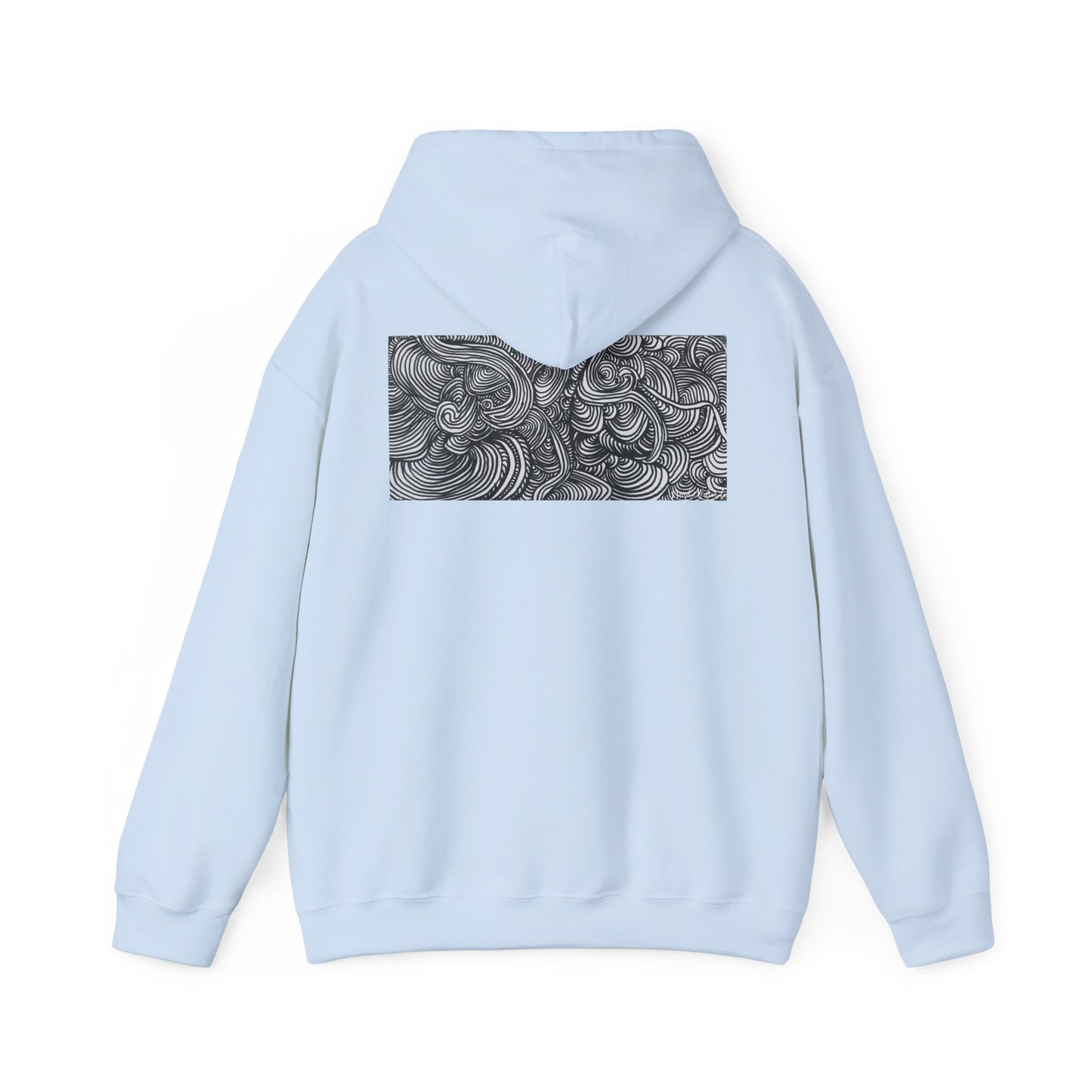 Unisex Heavy Blend™ Original Minimalist Line Art Midsize Print Hooded Sweatshirt - Liquid