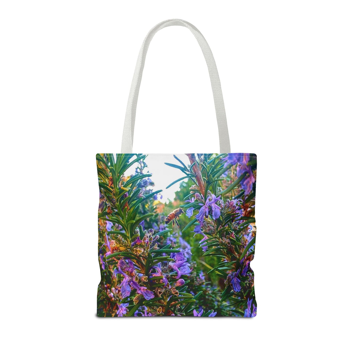 Garden Themed Bee Tote Bag Gardening Tote Gardening Bee Gift Idea Rosemary Gift For Gardener Rosemary and Bee Bag Rosemary Bee Pollinating