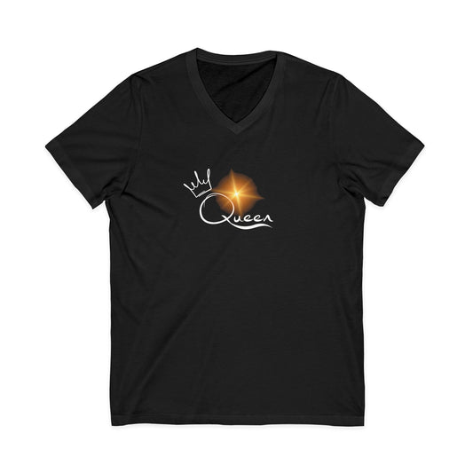 Unisex Couples Matching Jersey Short Sleeve V-Neck QUEEN Tee