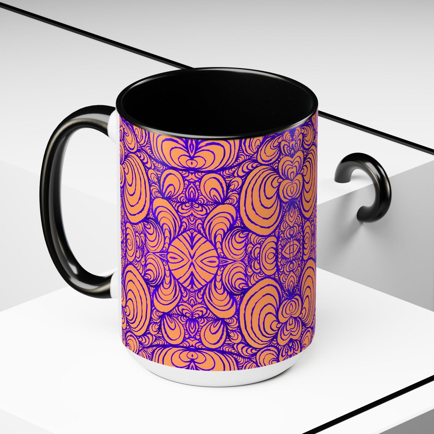 15oz Original Line Art Coffee Mug - Puzzle Panels 2 Color Pop Run