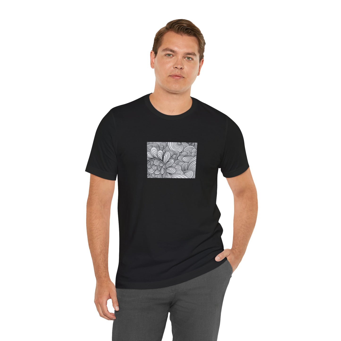 Unisex Original Healing Mesmerizing Line Art T-Shirt - Apricots Noir