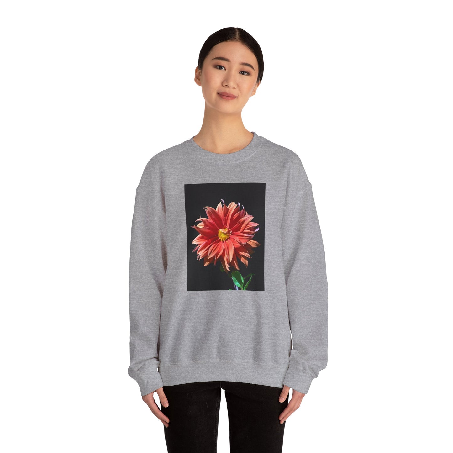 Unisex Heavy Blend™ Crewneck Dahlia Flower Sweatshirt