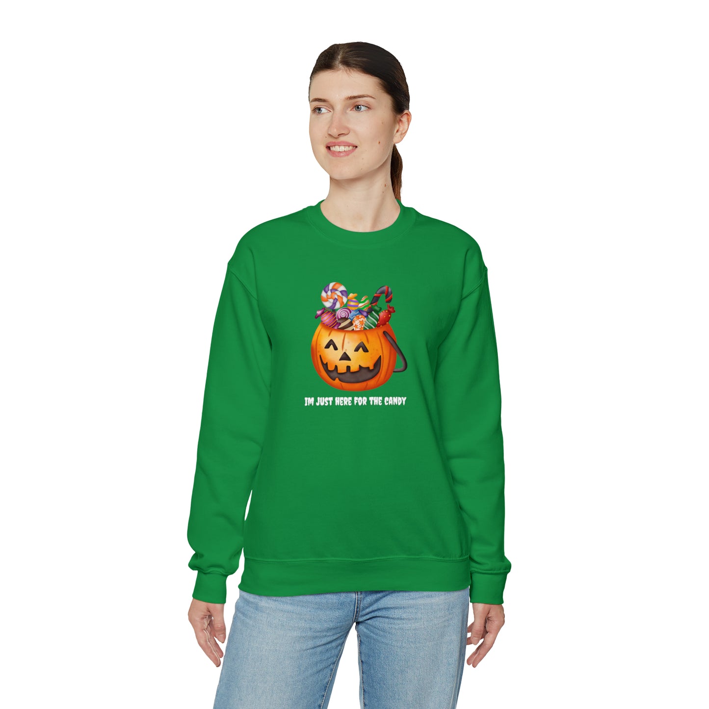 Unisex Im Just Here For The Candy Pumpkin Sweatshirt