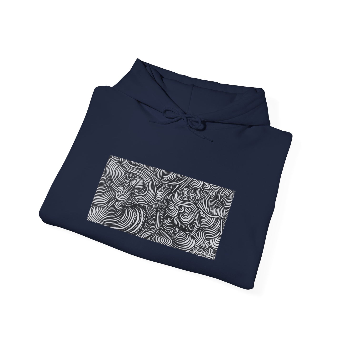 Unisex Heavy Blend™ Original Minimalist Line Art Midsize Print Hooded Sweatshirt - Liquid