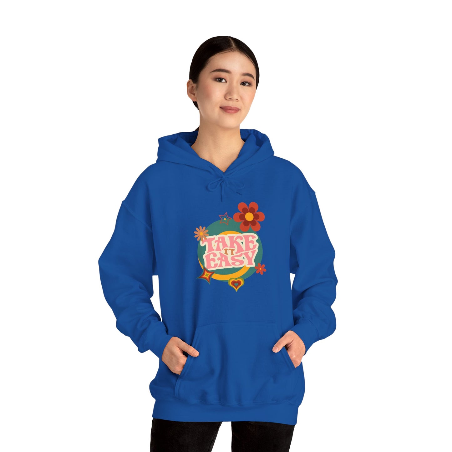 Unisex Heavy Blend™ Retro Vibes Take It Easy Hooded Sweatshirt