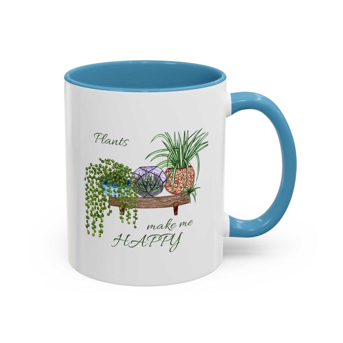 11oz Garden Themed Plants Make Me Happy Two Tone Coffee Mug