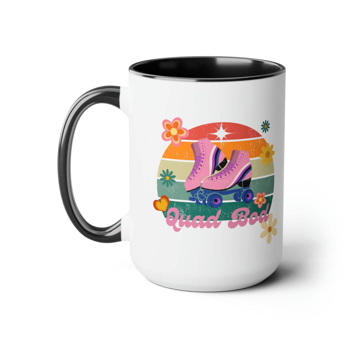 15oz Retro Vibes Vintage Roller Skate Coffee Mug Gift Idea For Skaters Roller Rink Mug Cool Skater Mug Quad Bod Skate Gear Roller Skating Coffee Mug