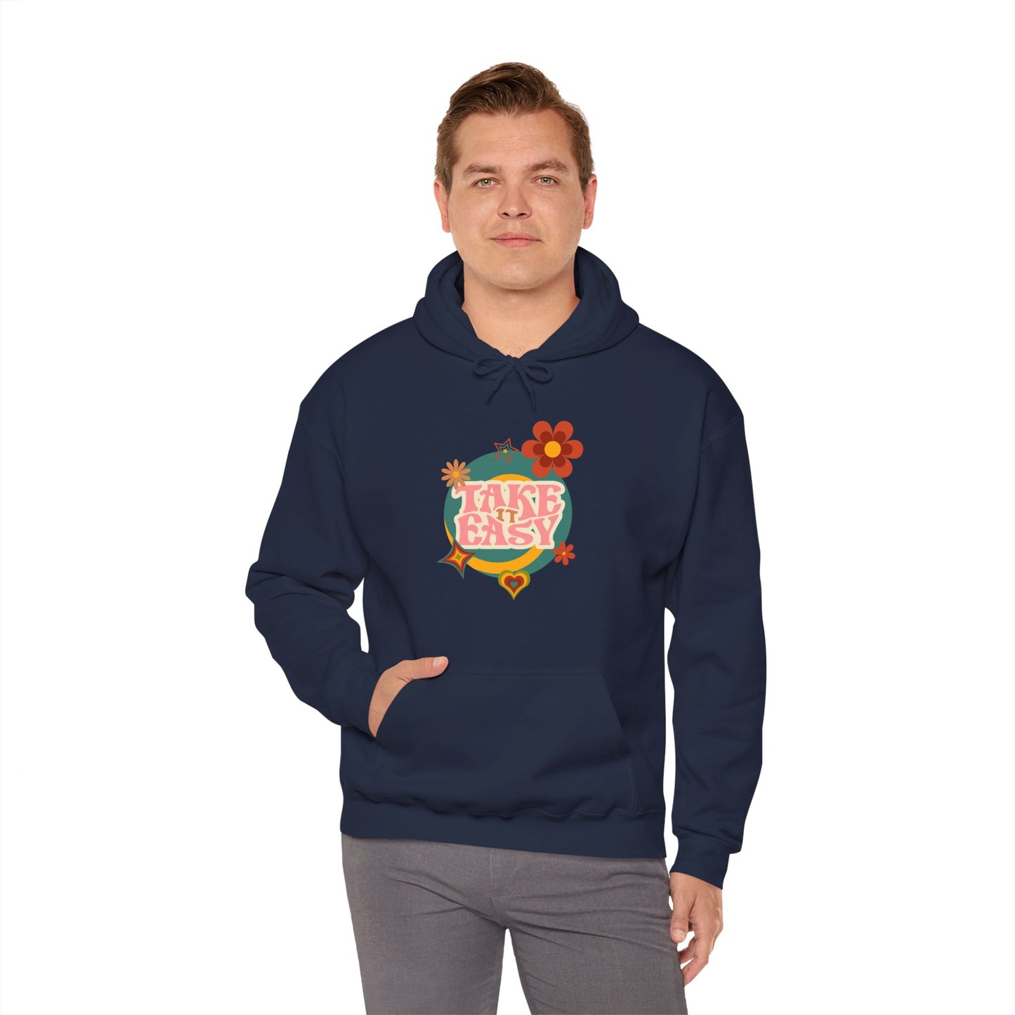 Unisex Heavy Blend™ Retro Vibes Take It Easy Hooded Sweatshirt