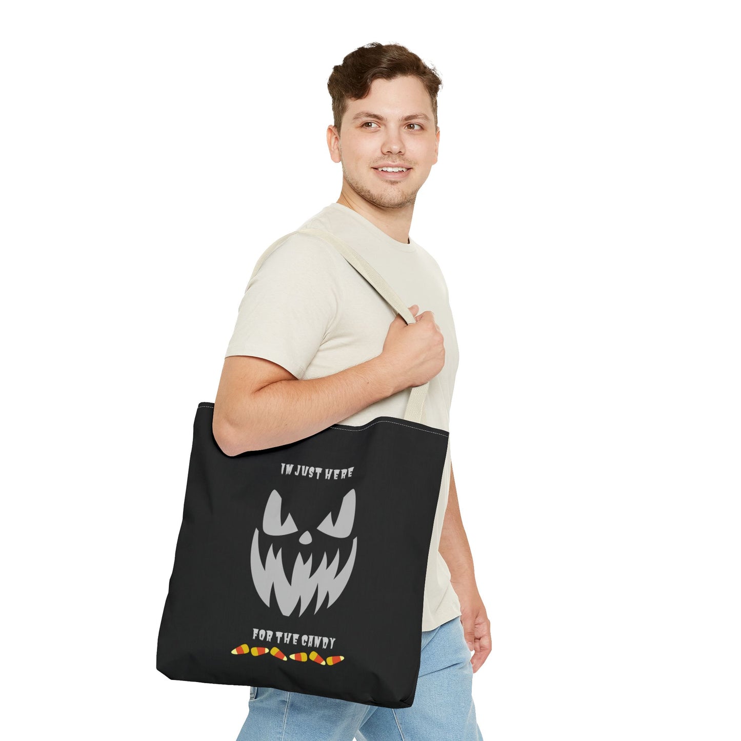 Halloween Candy Corn Scary Face Gift Spooky Season Trick or Treating Fall Candy Bag Reusable Lunch Bag