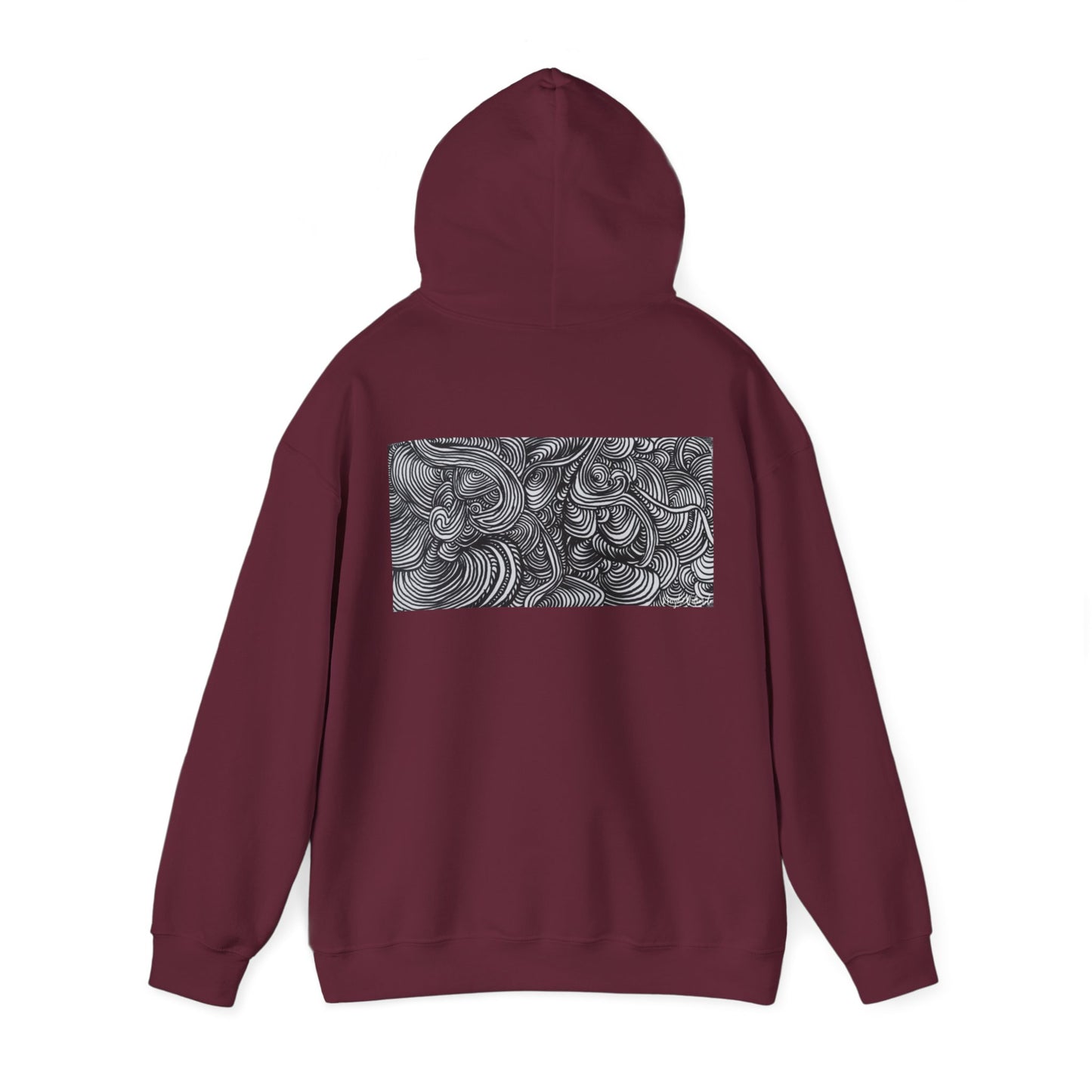 Unisex Heavy Blend™ Original Minimalist Line Art Midsize Print Hooded Sweatshirt - Liquid