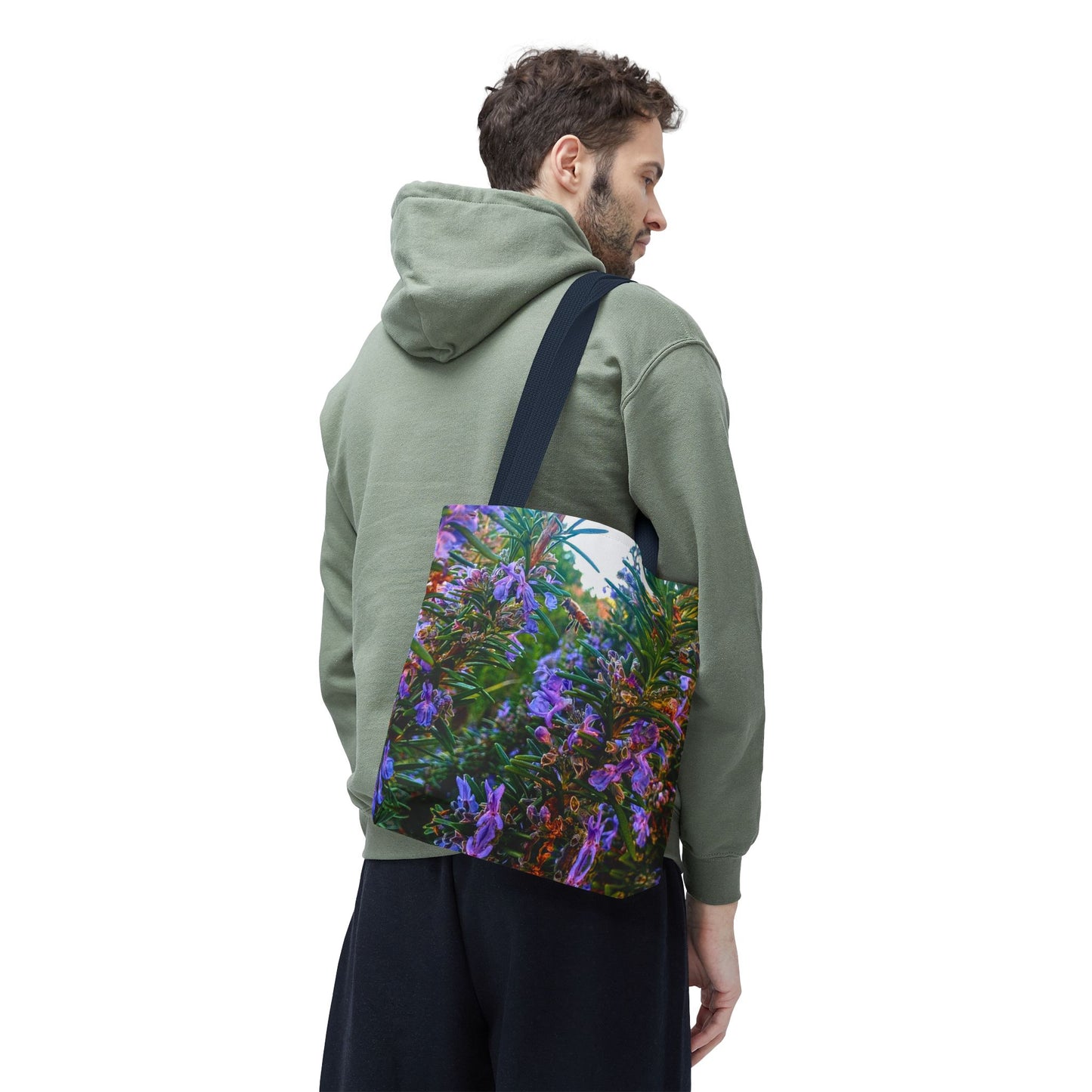 Garden Themed Bee and Rosemary Tote Bag