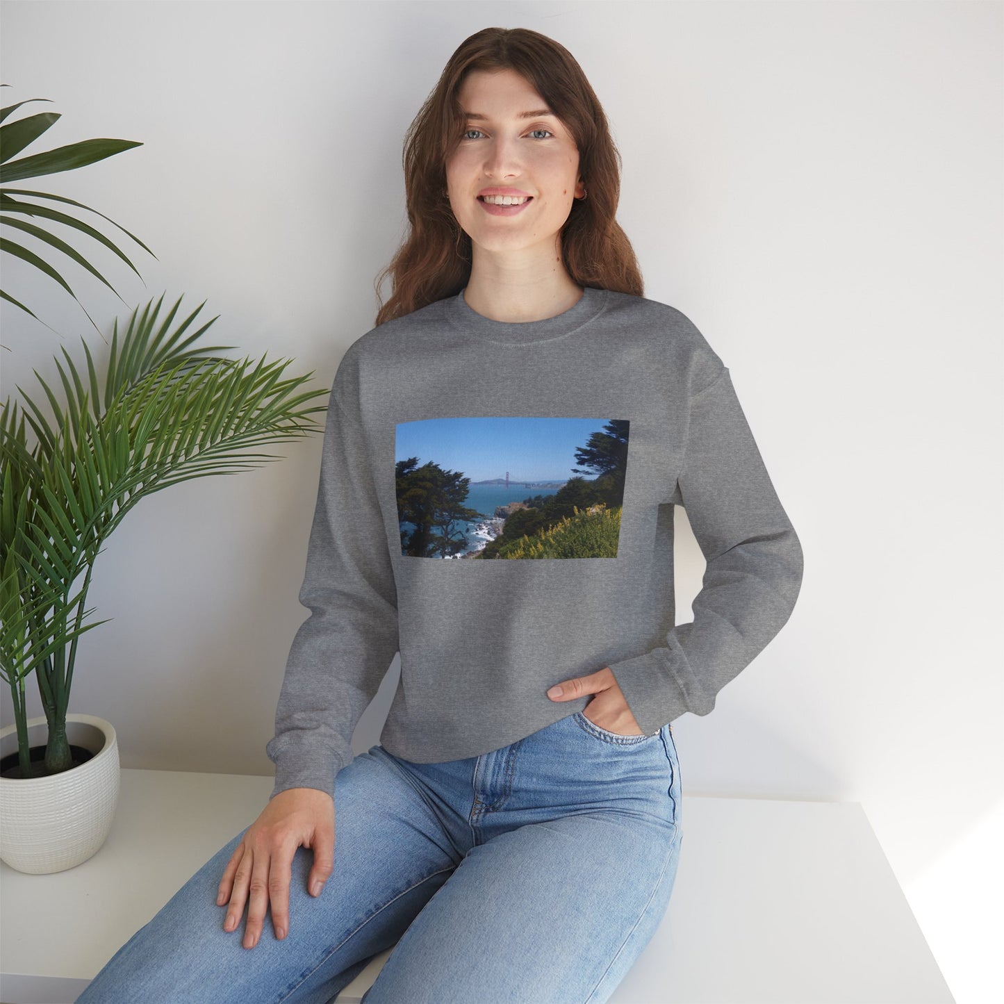 Unisex Travel Sweater, Scenic Lookout, El Camino Del Mar, San Francisco, California, Golden Gate Bridge, Vista, Ocean Views, Beautiful Blue