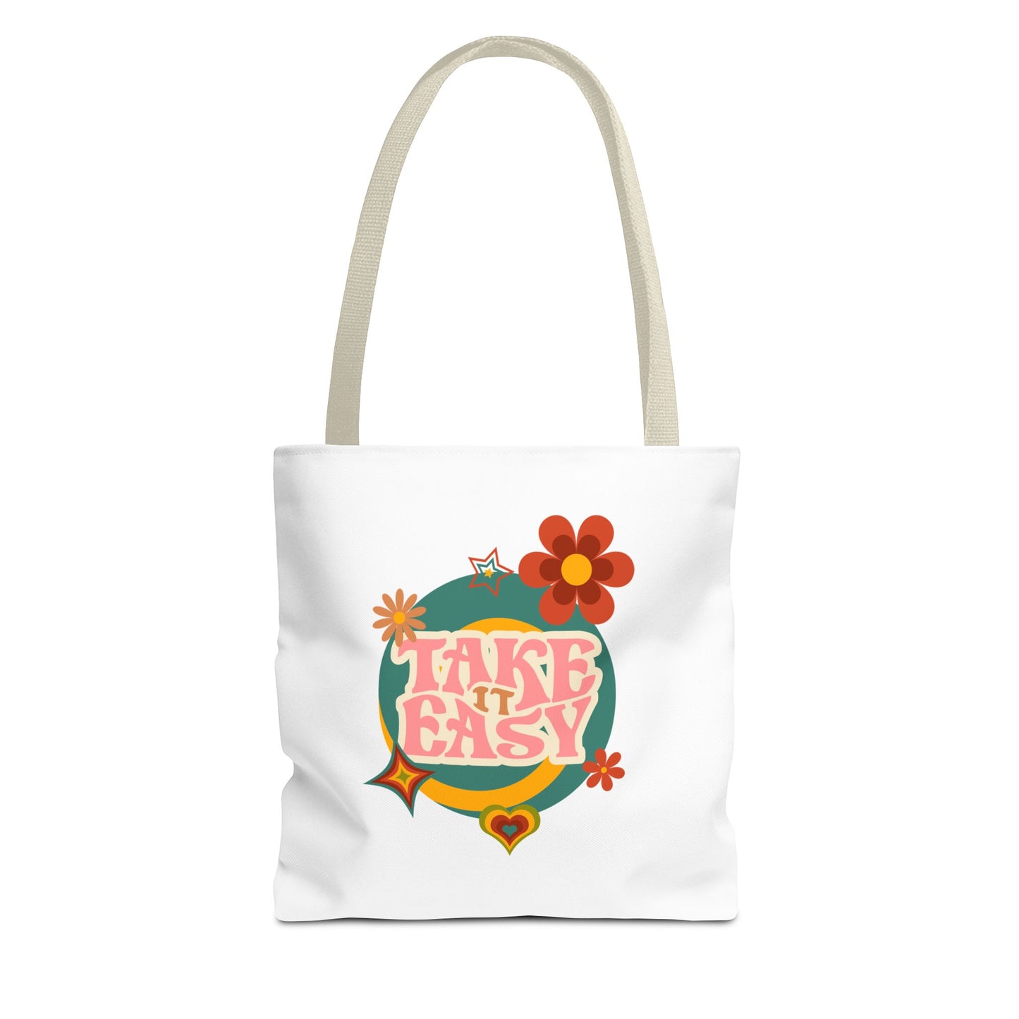 Unisex Retro Vibes Take It Easy Reusable Grocery Tote Bag