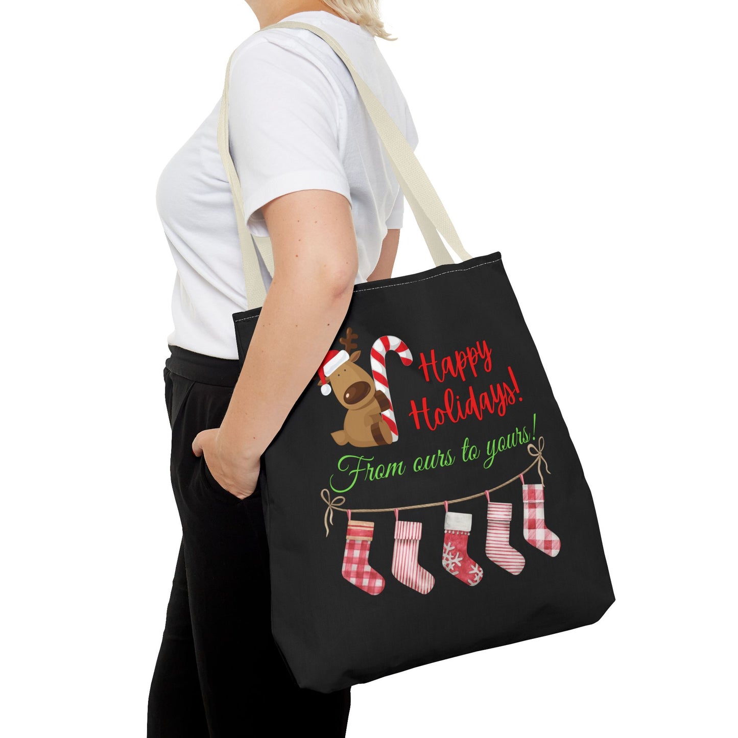 Unisex Happy Holidays From Ours To Yours Christmas Stockings and Dog Tote Bag